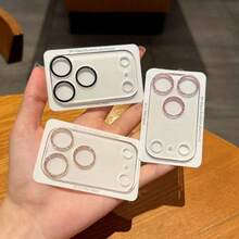 Película protectora de vidrio templado para lente de cámara, compatible con Apple 17/16/15/14/13/12/11 Pro Max Pro Plus Mini 16E 17 Air Series, diseño de diamante brillante, resistente a los arañazos, fácil de instalar. Aplicable a protección diaria, oficina, cubierta de cámara de teléfono doméstico a prueba de agua, a prueba de golpes, resistente a caídas y arañazos