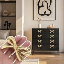 6/4/2/1pc Metal Bowknot Drawer Cabinet Door Wardrobe Wine Cabinet Shoe Cabinet Cupboard Bookshelf Pull Handle, Screw Fixed, Suitable For Multiple Seasons Including Halloween, Christmas - Gold - View 5