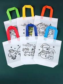 12 pièces - Sacs-cadeaux de Noël, Sacs en tissu non tissé DIY pour fêtes, Lot de grands cadeaux de vacances à mélanger et emballer, Sacs réutilisables à main pour l'art, l'artisanat et les activités en classe