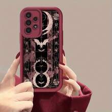 Mysterious Magic Bat Pattern Phone Case For Galaxy A01/A02S/A03/A03s/A05/A10s/A11/A12/AApple 13/A14 5G/A15 4G/A20s/A21s/A22/A23/A30s/A31/A32/A34/A50/A51/A52/A52s 5G/A53 5G/A54 5G/A70/A71/A72/A73 5G/S20/S21/S22 5G/S22+ 5G/S22 Ultra 5G/S23/S23+ - Burgundy - View 5