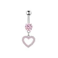 5pcsPink Bowknot Heart Shaped Zirconia Navel Nail Body Piercing Jewelry Set