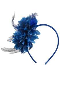 1 pieza Diadema con flor de plumas de estilo transfronterizo, accesorio para el cabello con plumas para fiestas, reuniones y actuaciones, accesorio para el cabello de novia retro, disfraz de Halloween