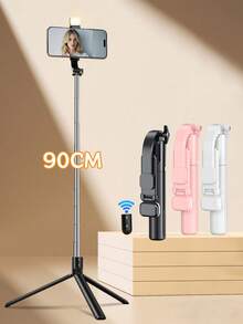 Latest 170cm/66.9in Bluetooth Remote Control Selfie Stick & Phone Holder, Suitable For Video Recording, Life Logging, Extendable, 360° Rotatable, Anti-Shake, Foldable & Portable Tripod For IOS & Android Phones, Ideal For Summer Vacation, Travel, Lighting, Outdoor Activities, Live Streaming - Multicolor - View 3