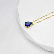 1 pieza Collar con piedra de nacimiento de diciembre, acero inoxidable con circonita en forma de pera con baño de oro de 18K, adecuado para uso casual de mujer, regalo para amigos, madres, cumpleaños, joyería