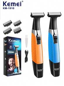 Kemei 1个KM-1910男士敏感部位防水电动剃须刀，可充电无痛剃须刀，专业身体及面部脱毛修剪器