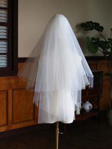 1pc Women's Gothic Dark Queen Style Double Layer Black & White Veil, Suitable For Halloween, Wedding Photography, Travel Shooting, Photo Props Fall Clothes For Women