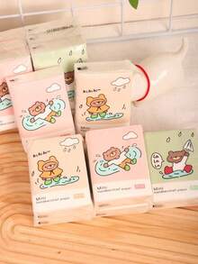 3/6/9/27 Packs Of Small Bear White Napkins; Handkerchief Paper; Mini Small Pack Tissue Paper; Portable Cute Handkerchief Paper. - Pink - View 5