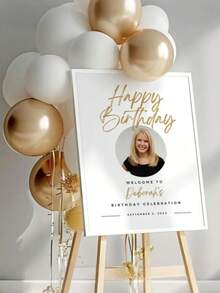 1 cái - Áp phích tiệc sinh nhật cá nhân hóa, Biển chào mừng tiệc sinh nhật tùy chỉnh, Áp phích chúc mừng sinh nhật kèm ảnh, Tên và ngày tháng tùy chỉnh, Áp phích ảnh trên vải canvas, Áp phích chào mừng sinh nhật hiện đại màu bạch kim, Biển hiệu tiệc sinh nhật tối giản, Văn bản và tranh treo tường tùy chỉnh - Nhiều màu - Xem 2