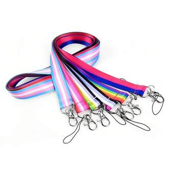 1pc LGBT Rainbow Colored Minimalist Phone Lanyard With Various Polyester Woven Straps For ID/Camera/Keychain Accessories,School Supplies,Back To School