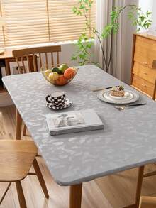 1件装纯色防水防油可水洗长方形/圆形桌布，高档奢华餐桌保护垫 - 灰色 - 查看 4