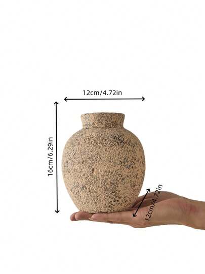 1PC Ceramic Antique Wabi Sabi Short Fat Coarse Vase Japanese Homestay Art ation Rural Farmho Indoor Flower Arrangement Beautiful Entrance Atmosphere Home Room Glass view 6