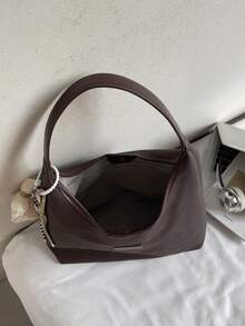 Bolsa de ombro grande casual feminina, bolsa leve para compras - Café - Ver 6