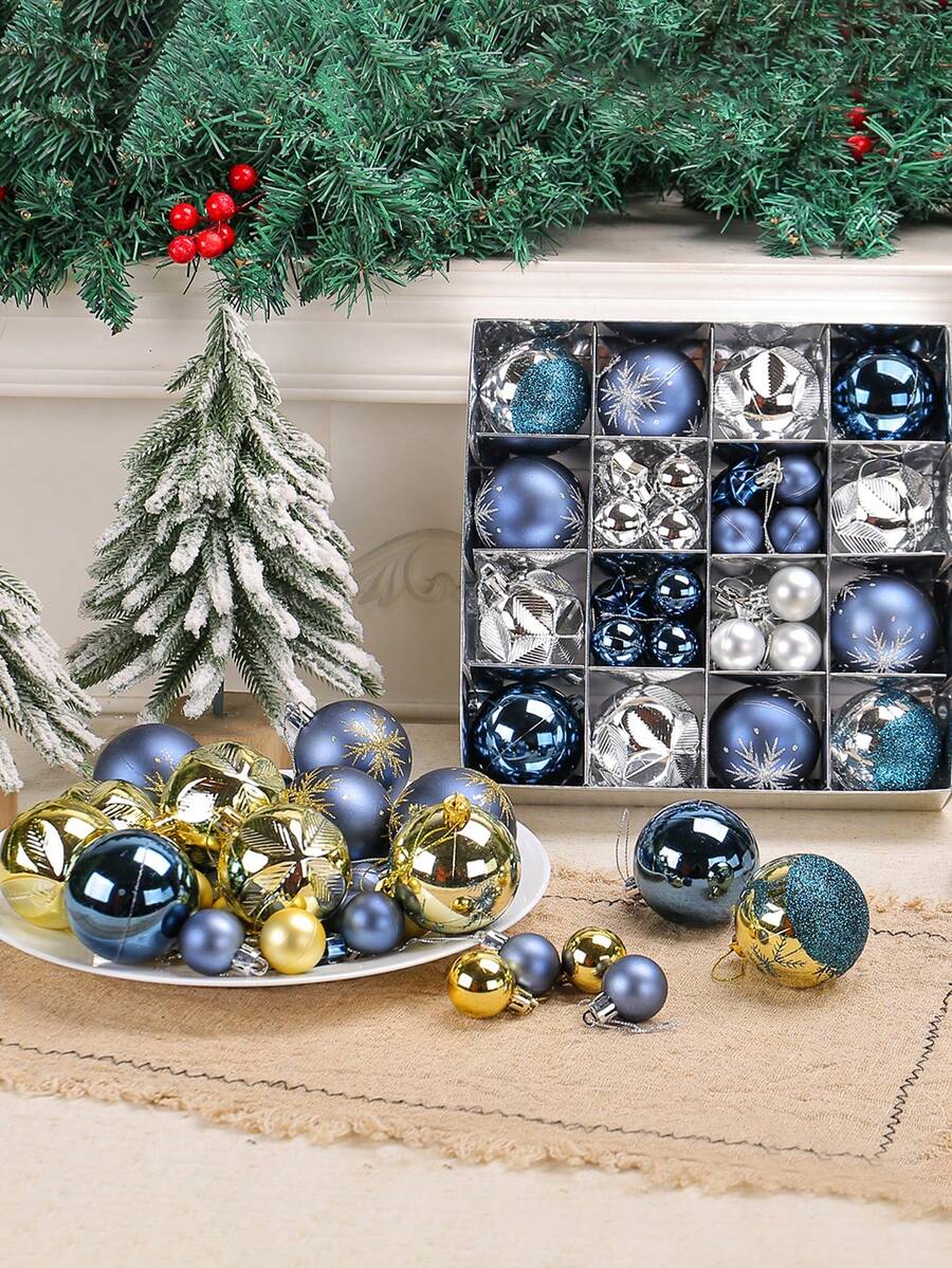 44pcs/Set, Christmas Special-Shaped Ball Pendants, Classic Home Decoration Items, Suitable For DIY Christmas Tree Craft Decoration, Theme Party Scene Arrangement, Holiday Christmas Balls, Gift Props Christmas Decorations Room Decor Winter Christmas Decorations Home Christmas Gifts Christmas Decor - Multicolor - View 1