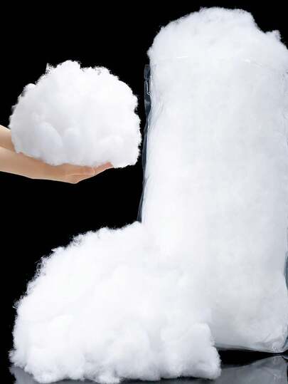 1pc 50/200/400/800g High Quality Polyester Fiber Filling. Premium PP Cotton, Silk Cotton, DIY Filling, White Polyester Fiber Filling, Large Capacity, Soft & Fluffy, High Elasticity Pillow Material, Premium Polyester Fiber Filling, Suitable For Pillows, High Elasticity Plush Filling. DIY Dolls And Handmade Pillows, Christmas Tree Snow Decoration