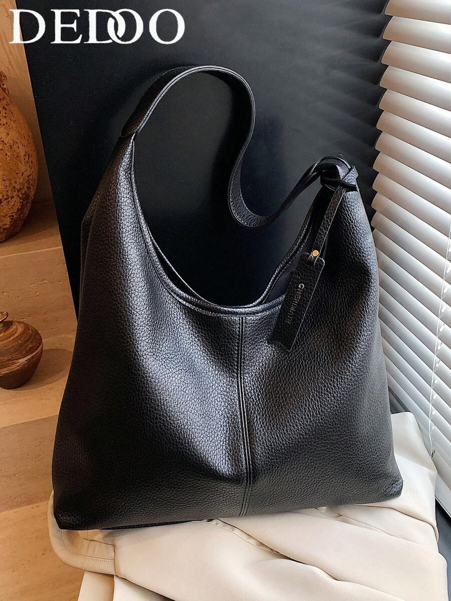 Dedoo 1pc Solid Color New PU Personalized Daily Commute Handbag, Simple Tote Bag, Shoulder Bag, Underarm Bag With Modular Envelope Pouch And Coin Purse