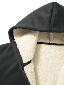 Autumn/Winter Thermal Lined Hoodie Jacket For Men - Black - View 3