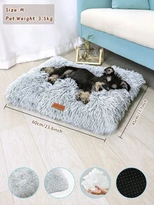 1PC Washable Plush Pet Crate Bed For Dog Pet Mat Bed For Cat Fluffy Comfy Pet Sleeping Mat Warm And Comfortable Soft Long-Hair Fluffy Pet Bed For Large, Medium, Small Dogs Breeds,Please Arrange It By Hand Before Use, And It Is Recommended To Buy One Size Larger. - Multicolor - View 2