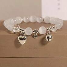 Gifts For Women-1 Piece Minimalist Good Luck Bracelet - Dainty Beaded Jewelry For Women, Ideal For Daily Wear/Work, Elastic String & One Size Fits All - 白色 - 查看 1