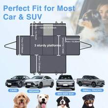 Dog Car Seat Cover For Back Seat Hard Bottom -Backseat Extender For Dogs - Pet Hammock For Car, Truck, SUV - Protector Bed With Mesh Window & Storage - 灰色 - 查看 2