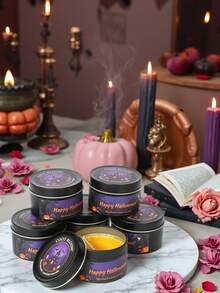 1/4/6 Black Can Aromatherapy Candles, Halloween And Christmas Party Gift Boxes, 80g Soy Wax Aromatherapy Candles, Suitable For Gift Giving, Party Home Decoration, Holiday Gifts, Friends, Girlfriends, Classmates' Friendship Holiday Gifts