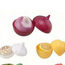 2/3/5 Piece Lemon & Onion Shape Food Storage Containers Seree Plastic, FreeSafe, Flip Top Lid Lock, Cute Fruit Vegetable Kitchen Organization Containers, Hand Wash Only