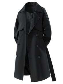 春秋新款宽松中长款双排扣男士风衣时尚风衣绅士优雅时尚街头风衣 - 卡其色 - 查看 2