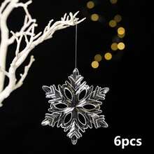 亚克力雪花挂饰 3 种款式水晶透明塑料圣诞树吊坠适用于圣诞节冬季雪景主题 DIY 装饰、新年派对、节日装饰、家居装饰