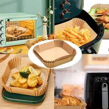 100 Stück Einweg-Papiereinlagen für Heißluftfritteusen – antihaftbeschichtet, ölbeständig und kompostierbar, Einsätze für hitzebeständige Pergamentschalen (bis zu 220 °C) – einfache Reinigung für Fritteuse, Ofen, Mikrowelle, Backen und mehr. Fettbeständig, universelle Passform – perfekt für Pommes, Hühnchen, Pizza, Brot, Kekse und Snacks.