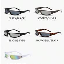 زوج من النظارات الرياضية الأنيقة بطراز Y2K، نظارات موضة مستقبلية بطراز بانك وهيب هوب من التسعينات بإطار مستطيل ضيق، مناسبة للحفلات والقيادة والشاطئ والسفر - متعدد الألوان - مشاهدة 16