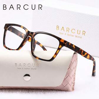 BARCUR 1 st. leopardmönstrade PC (polykarbonat) läsglasögon för kvinnor, HD-linser för kontor och läsning, märkesförpackning, perfekt present