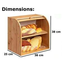 Bread Bin 2 Tiers Double Layer Box Slide Roll Top Food Storage Rack Home Kitchen - Yellow - View 2