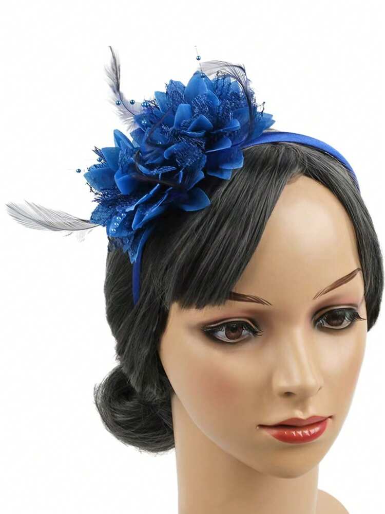 1 Piece Cross-Border Feather Flower Headband, Party Gathering Performance Feather Hair Accessory Headband, Retro Bride Hair Accessory Halloween Costume - Multicolor - View 7