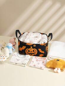 1pc Open Storage Basket With Handle, Multi-Purpose Storage Bin For Daily Clutter Organization, Halloween Gift, Home Decor, Clothes, Socks, Room Storage Box, Storage Bag