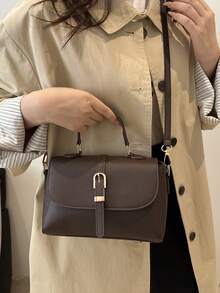 Túi xách thời trang trơn màu, sinh viên, đường phố, thường ngày, tối giản - Cà phê - Xem 6