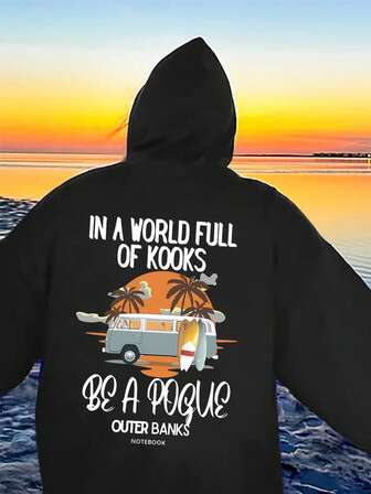 Personalized Women's Plus Size Embossed Hoodie, Seaside Vacation West Coast Letter Pattern Printed Hoodie, Casual Regular Pullover, Comfortable Daily Wear