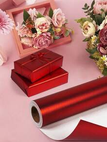 1卷哑光金属质感包装纸,纯圣诞红色,礼品包装纸,适用于婚礼、情人节、生日、圣诞节、DIY花束、金属质感圣诞礼品包装纸、DIY圣诞装饰纸(用于配件)、纯色图案、哑光包装纸、万圣节、感恩节装饰、秋季、冬季 - 彩色 - 查看 6