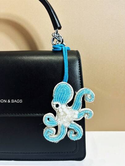 1PC Color Blocked Handmade Bead Studded Bead With Fashionable And Elegant, Simple And Cute, Versatile, Personalized, Playful, Shiny And Interesting Marine Creatures, Octopus Shaped Octopus Shaped Backpack, Shoulder Bag, Slanted Shoulder Bag, Handbag, Tote Bag, Underarm Bag, Makeup Bag, Other Storage Bag Pendant, Car Pendant, Keychain