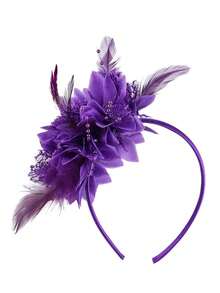 1 pieza Diadema con flor de plumas de estilo transfronterizo, accesorio para el cabello con plumas para fiestas, reuniones y actuaciones, accesorio para el cabello de novia retro, disfraz de Halloween