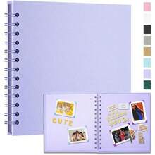 1 pieza Álbum de fotos de scrapbook DIY de 7x7 pulgadas, scrapbook de papel kraft en blanco con 20 páginas, libro de recuerdos de boda y familia (fotos no incluidas)