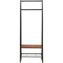 9-Hook Coat Rack With Shoe Bench And 2-Tier Storage, 70.1 X 33 X 175.2 Cm, Black - Default - View 2