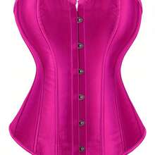 Strapless Vintage Silk Bodysuit Front Lace Tight Non-Stretch Polyester Women Apparel For Adult Carnival Costume Occasions - 玫瑰紅 - 查看 1
