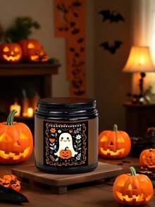 Brown Bottle Halloween Soy Candle, Halloween Party Decoration Favor, Scented Candle, Skull, Haunted Pumpkin Field - Gothic Halloween Jar Scented Candle, 5.2oz, Made With Beeswax, Coconut And Soy, Home Decor Halloween Decor Room Decor - Brown - View 9