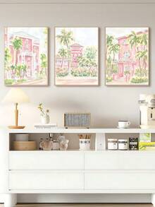 三幅一套的查尔斯顿（南卡罗来纳州）和棕榈滩（佛罗里达州）水彩画——学院风装饰画，适合墙面装饰、卧室、客厅、办公室装饰。 - 彩色 - 查看 13