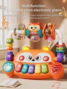 1 pieza Juguete de piano electrónico de zorro bebé, juguete de música inteligente multifuncional para educación temprana, adecuado como regalo para bebés (color y patrón de expresión aleatorios) - Multicolor - Ver 2