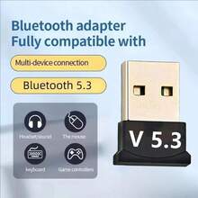 蓝牙5.3适配器，即插即用蓝牙接收器，适用于笔记本电脑、台式机、USB无线音频转换器