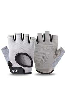 1 双纯色字母印花涤纶纤维女士运动健身半指手套，透气防滑骑行瑜伽健身房训练男女通用 - A - 查看 22