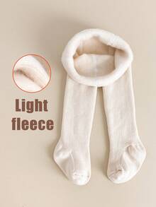 1 双女童保暖羊毛紧身裤 - 纯色和条纹，秋冬舒适，百搭分层婴儿幼儿紧身裤 - 彩色 - 查看 36