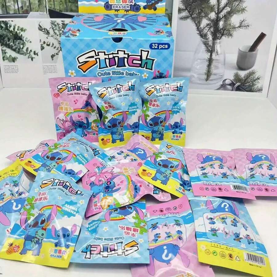 1/5/10/32pcs  Stitch Eraser Collectible Character Set - Stitch PVC Action Figure, Suitable For Home Decoration, Party Gifts, Halloween And Christmas Gifts, Suitable For 14 Years Old And Above,Pencil Eraser, Cute Eraser, Anime Soft Toy, Suitable For Students, School Supplies, Reward Stationery, Eraser, Random Color And Style