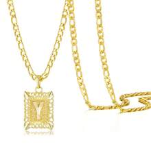 1 件男女通用 14K 镀金方形大写首字母吊坠项链，A-Z 链式项链 - 金黃色 - 查看 11