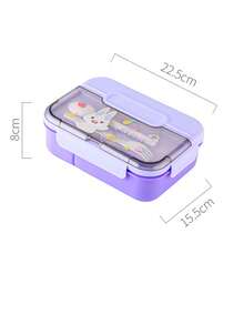 可定制文字Logo可爱卡通儿童便当盒套装，含勺子和叉子，学生便携式密封隔层塑料午餐盒，带餐具，防漏，易清洁，可微波炉加热，保温，儿童，晚宴，现代，多彩，可爱